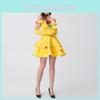 Elegant Yellow Princess Dress With Rose Details For Halloween Costume Cosplay For Girls