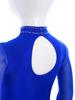 Girls Figure Skating Leotard Sparkling Rhinestones Sheer Mesh Long Sleeves Cutout Back Design Gymnastics Competition Costume