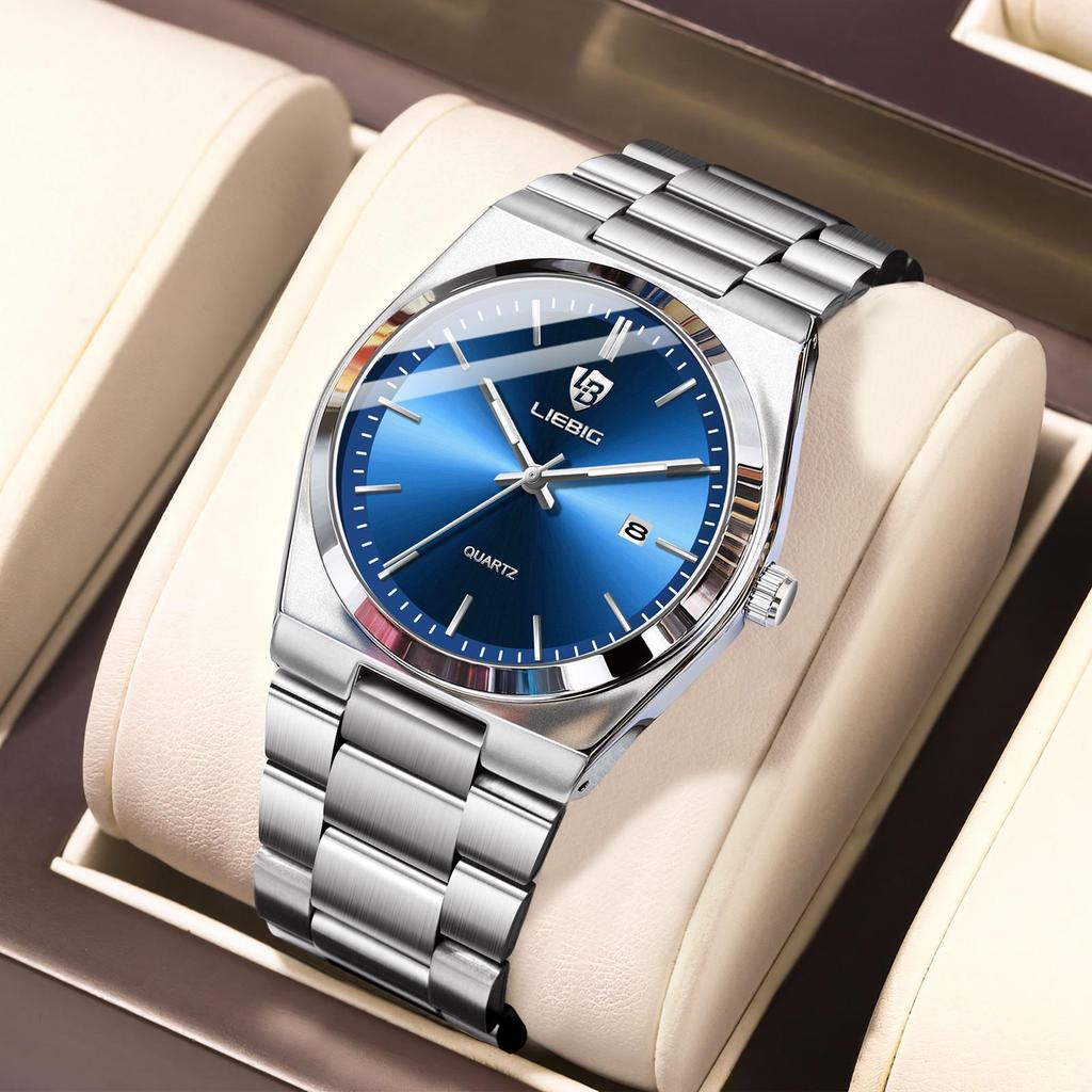 SHIKE MEI Wasserdichte Digitale Quarz-Herrenuhr mit Leuchtendem Stahlarmband und Kleinem Quadratischem Zifferblatt