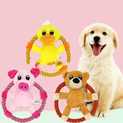 Kauw Pluche Speelgoed voor Hond Piepend Puppy Speelgoed Katoenen Touw Frisbee Speelgoed Huisdierspeelgoed Interactieve Training Gooi Dingen voor Honden