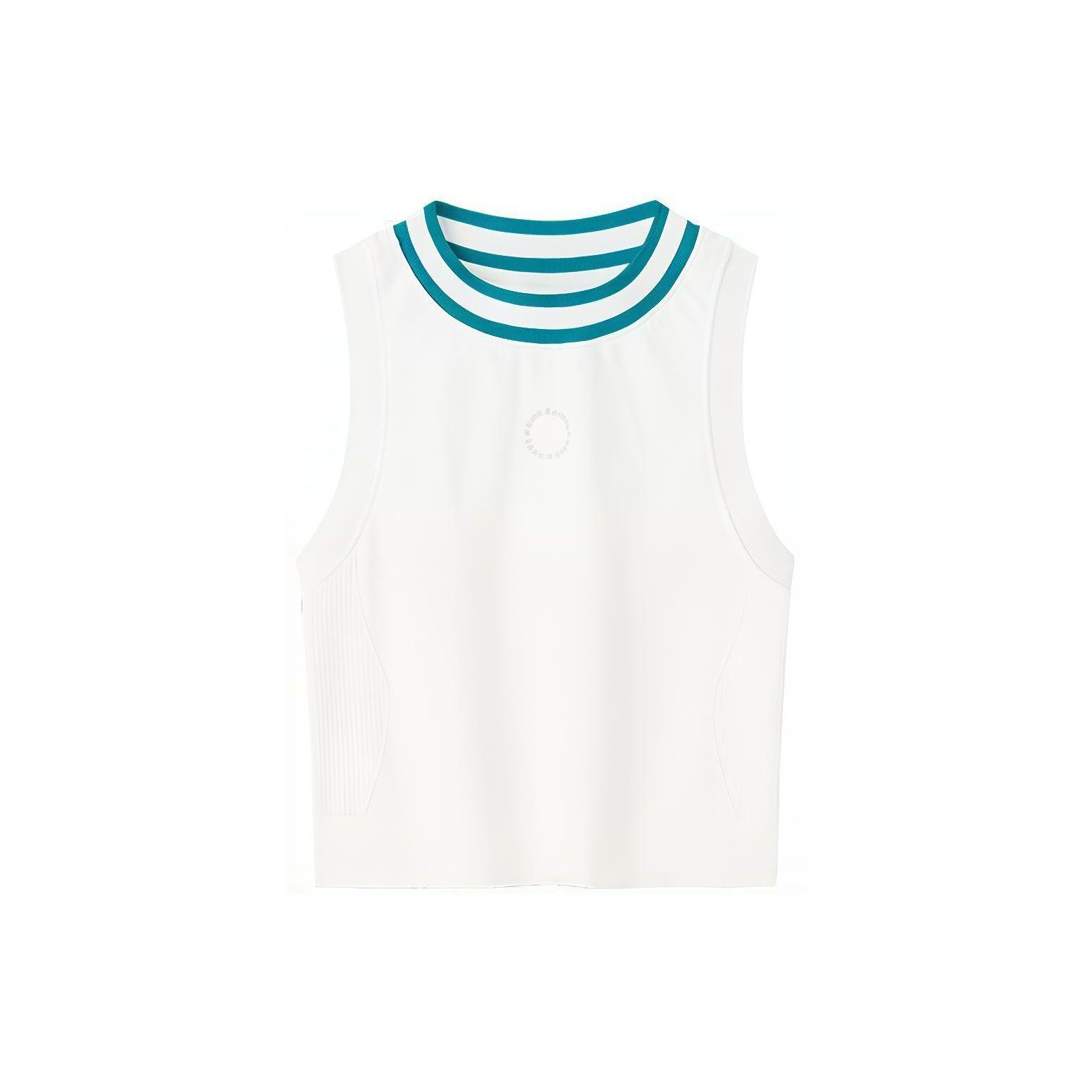 

Anta Tennis Series Color Block Round Neck Sleeveless Vest Women tops Ivory 162423101-1