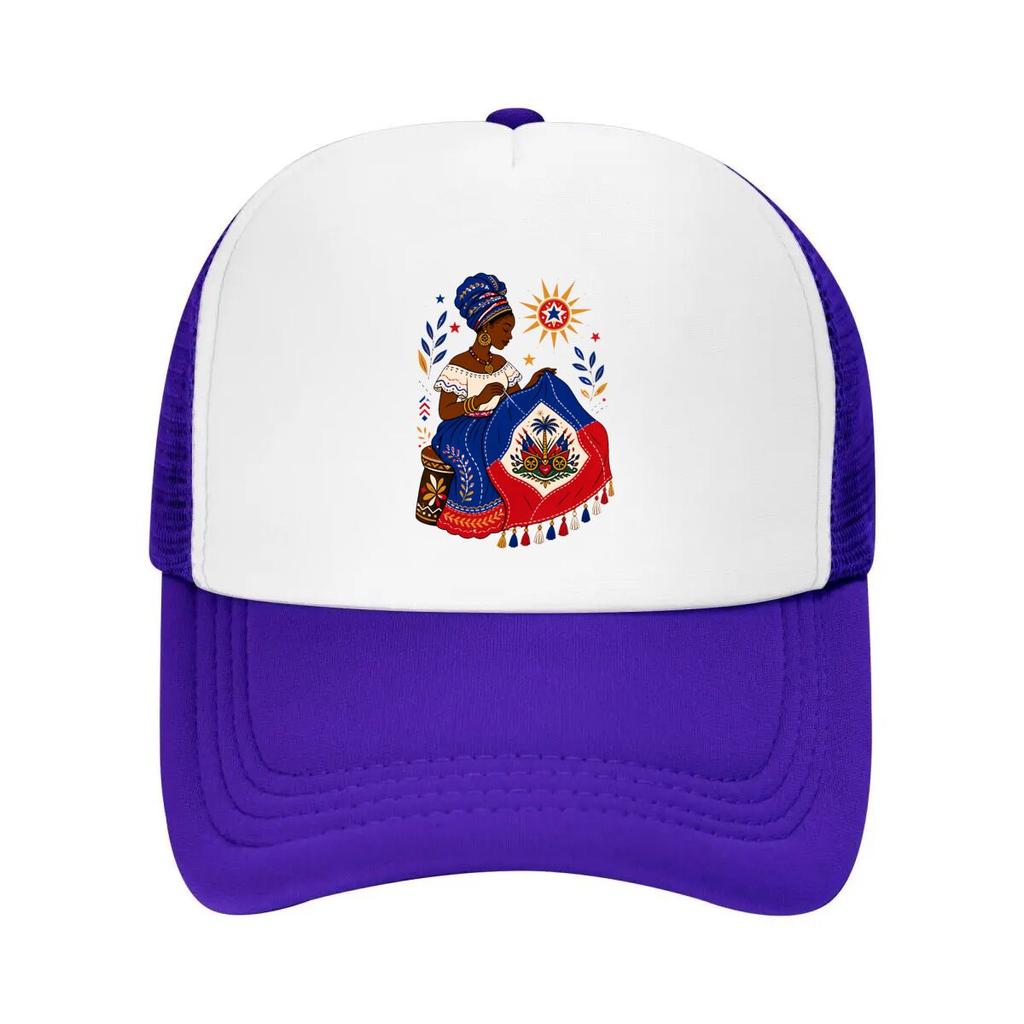 Haitian Heritage Seamstress Flag Tri Mesh Baseball Cap Casual Hat Outdoor For Womens Unisex FeUnisex