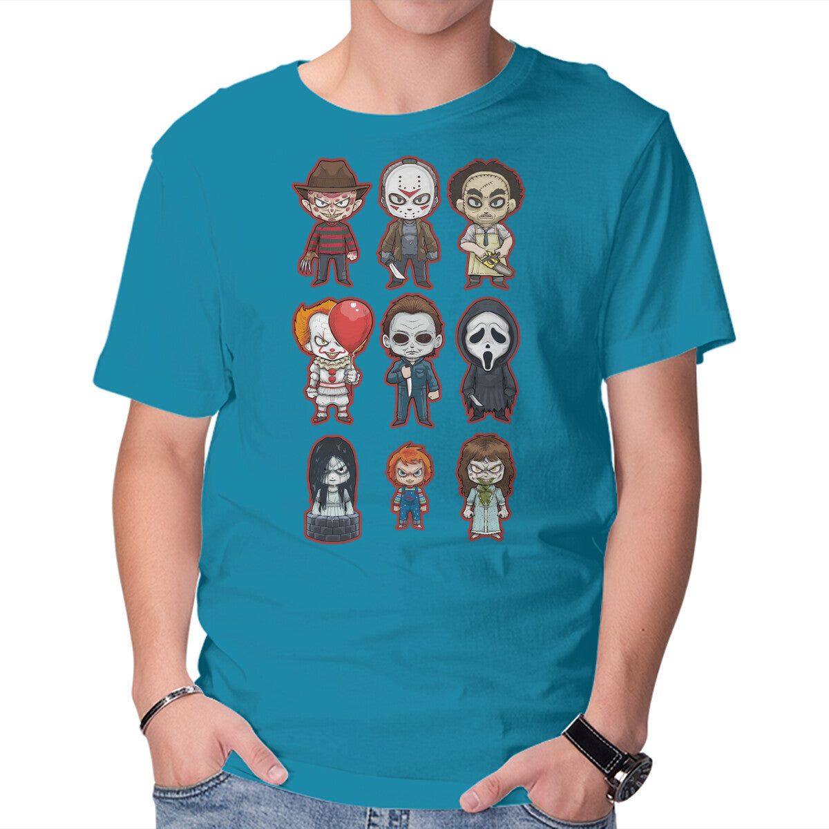 Unisex Crew Neck T-Shirt Chibi Horror Graphic Short Sleeve Casual Tee XXXXL