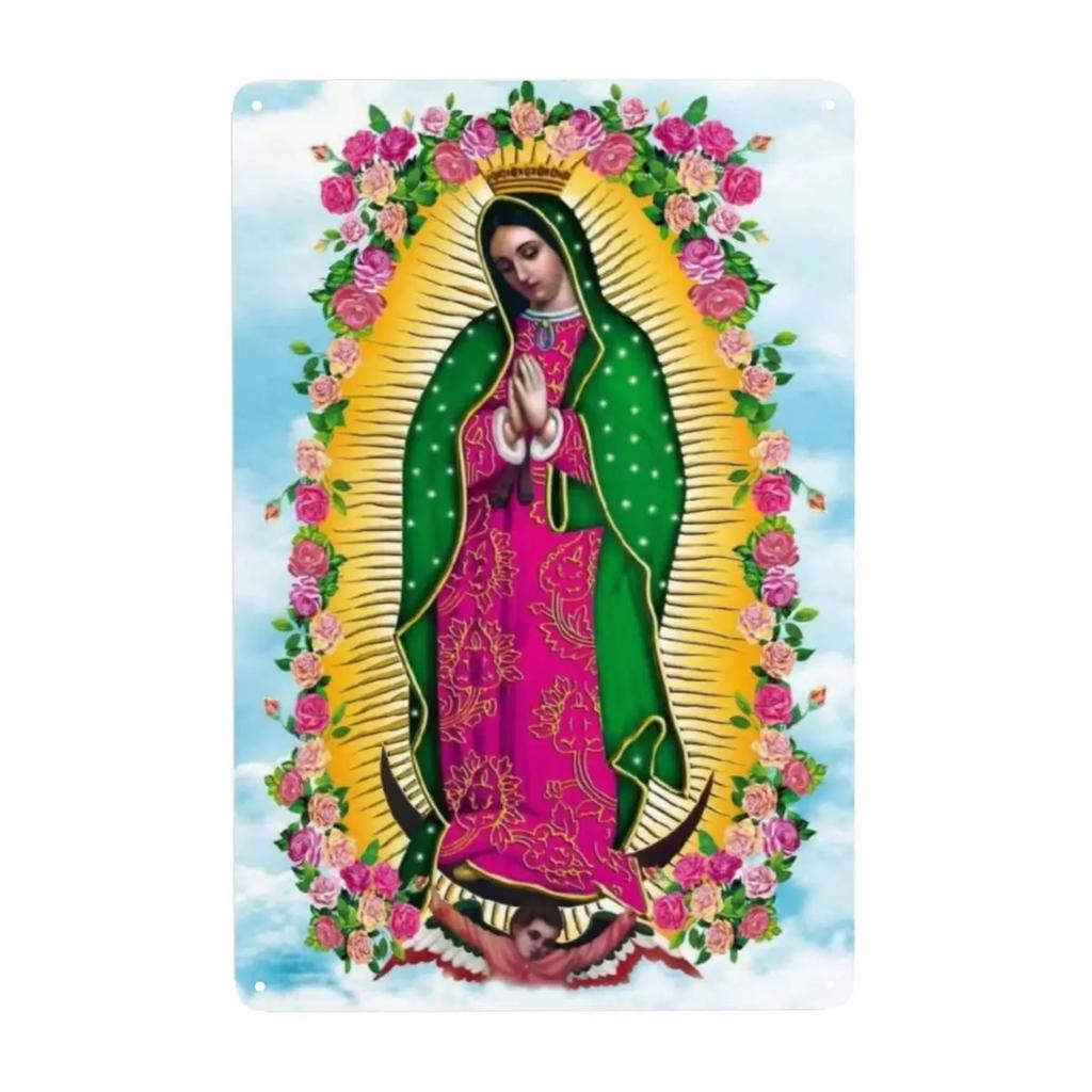 Retro Virgin Mary Of Guadalupe Metal Signs Custom Mexico Catholic Saint Tin Plaque Pub Cafe Yard Home Decor 30x20cm