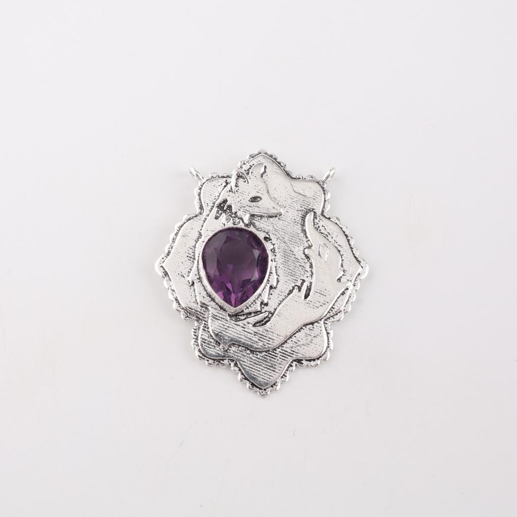 Rare Amethyst Gemstone 925 Sterling Silver Jewelry Pendant 1.29" Gift For Mother CP-32-16