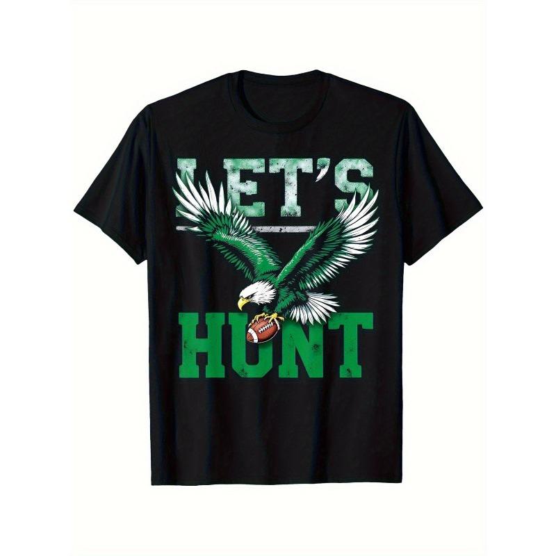

European sizes [Everyday Comfort] Youngsters Vintage Let S Hunt Eagle Graphic T-Shirt - Soft Breathable 164cm чорний