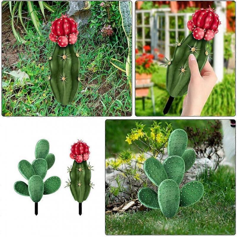 Decorative Garden Inserts,Cactus Lawn Sign Stake - Outdoor Cactus Statue Sculpture Ornament for Garden Lawn Ground Yard