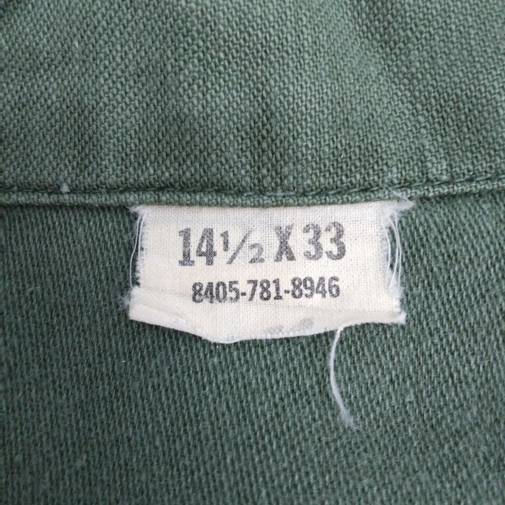 60er Vintage J.H. Rutter-Rex Mfg U.S.. Army OG-107 Militärhemd aus Baumwollsatin 14 1/2x33 Herren S-M ca.(GEBRAUCHT)