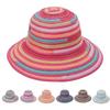 Hand Embroidered Fisherman Hat For Beach Vacation Sun Protection  Dome Colored Stripe  Style Outdoor Sun Hat