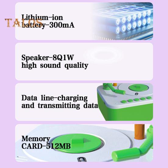 Kids Gramophone Toy with 93 Cards Early Education Children Phonograph Story Music Player Recorder Music Box Interactive Storytelling Toy Toddlers