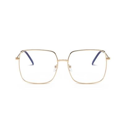 Große quadratische schlichte Brille Metall Transparent Damenbrillenrahmen Optische Korrektionsbrillenrahmen