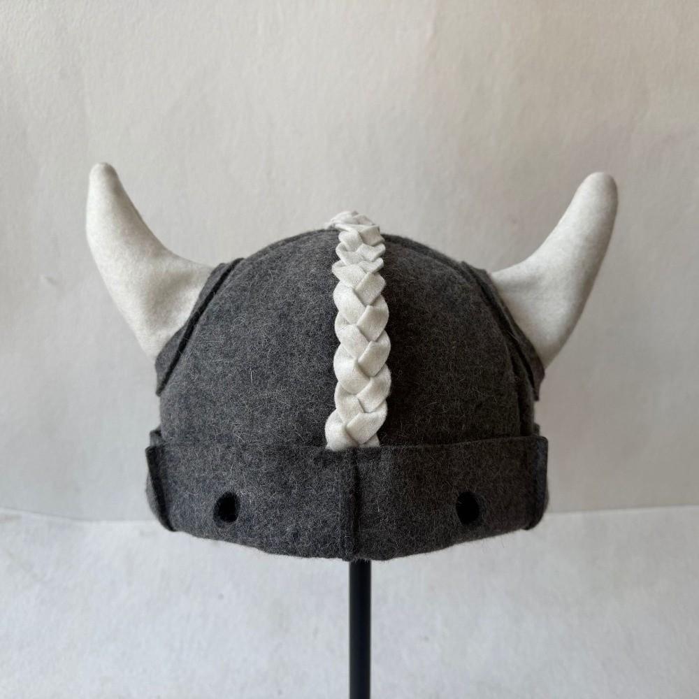 Cappello a Vapore Isolante in Lana Divertente Casco con Corna Cosplay Halloween Nordico Prop Costume Cosplay