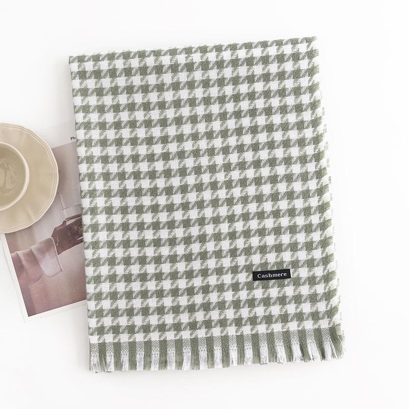 Novo Inverno 2024 Cachecol Grade Mil Aves Moda Commuter Proteção Frio Pescoço Cachecol Caxemira Imitação com Sensação de Alta Qualidade Xale