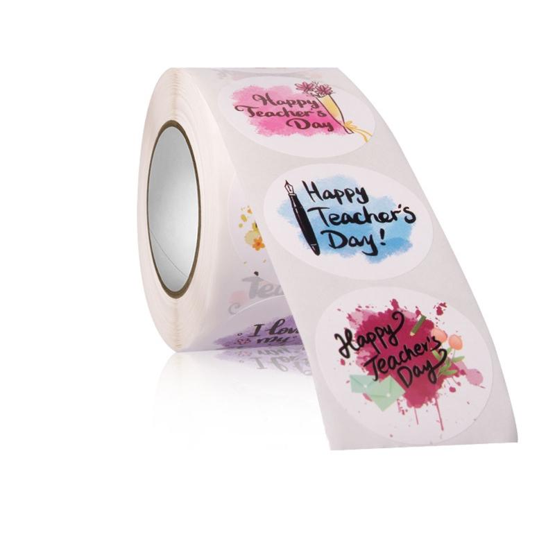 500 Counts Teacher's Day Stickers 1.5Inch Gift Wrap Stickers Self-adhesive Sealing Sticker for Thank You Letter Envelope