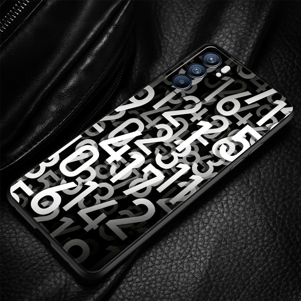Number Pattern Phone Case For Oppo A17 A31 A54 A57 A78 A79 A98 Find X5 X6 Reno 6 7 8 10 11 12 13 F Pro 5G Soft TPU Cover Fundas