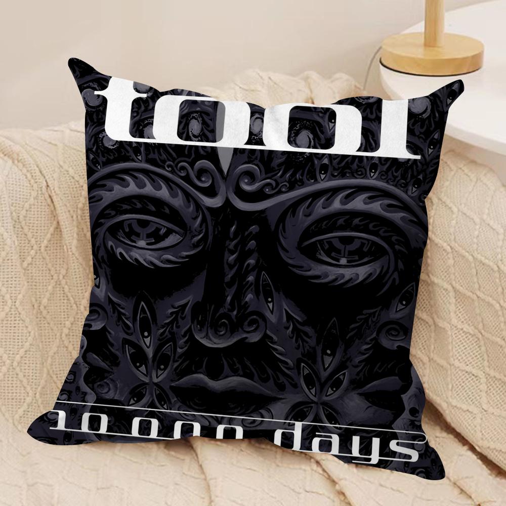 T-Tool Band Rock Cushion Cover Silky Short Plush Sofa Pillow Cover Hidden Zipper Soft Dustproof Case for Home Decor