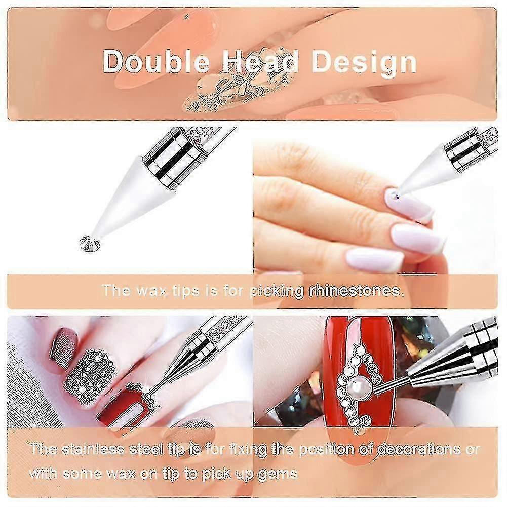 2 Pack Rhinestone Picker, Diamond Painting Dotting Pen Dual-end Rhinestones Pickup Tool For Nail Gems Stones Crystals Diy Nail Art Crafts With 2 Extra