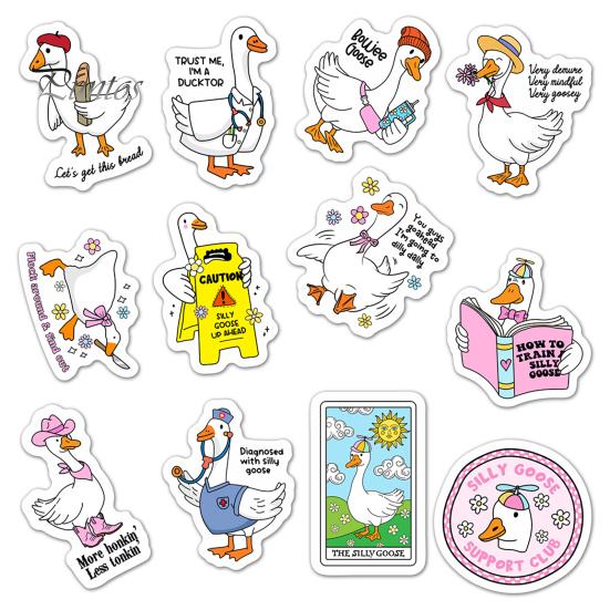 

12 шт. магнит на холодильник Silly Goose для домашнего офиса, кухни, шкафчика, холодильника, ПВХ, водонепроницаемый, мультяшное животное, магнитное украшение, орнамент B