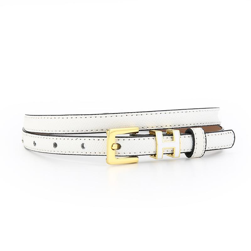 Women's Genuine Leather Thin Fashion Belt - Versatile Decorative Ins Style Waistband for Jeans