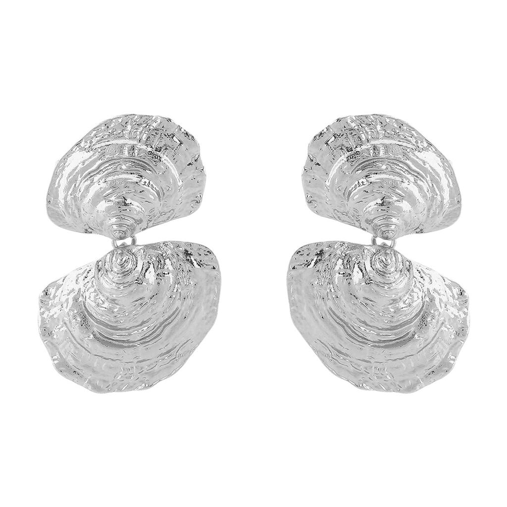 Ins Style Water Wave Irregular Earrings Unique Design Exaggerated Shell Stud Earrings Fashion Women Jewelry