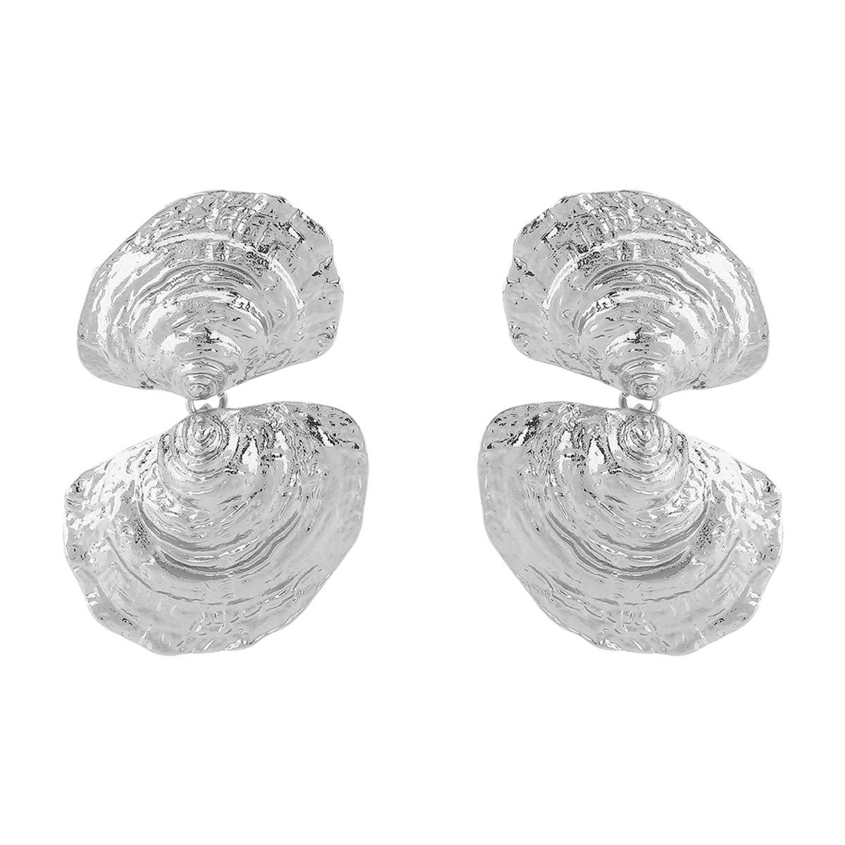 Серьги-гвоздики в корейском стиле, неровные, с дизайном в виде водяных волн, преувеличенные, с ракушками, модные женские украшения белый