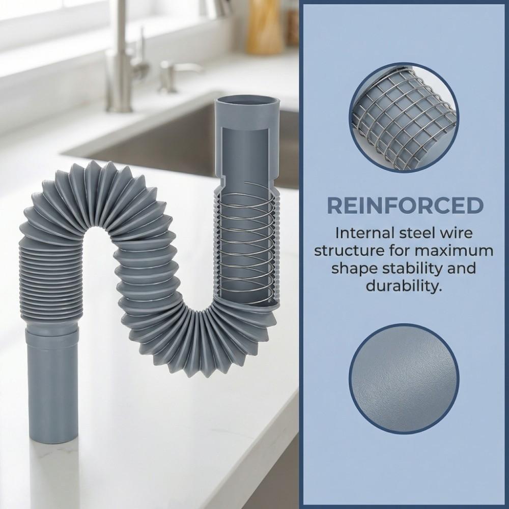 Odor-Proof Kitchen Sink Drain Pipe PVC Universal Sink Drain Tube Leak-Proof Anti Scalding Bowl Sink Water Hose Home Plumbing