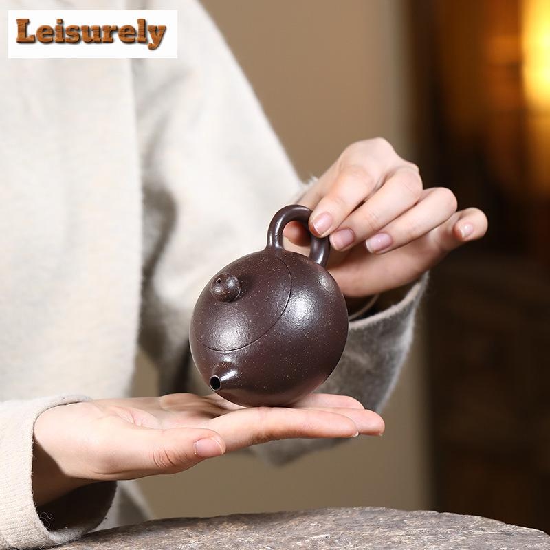 150ml Elegant Yixing Purple Clay Teapots Artists Handmade Xishi Pot Raw Ore Black Gold Mud Kettle Zisha Tea Set Drinkware Craft