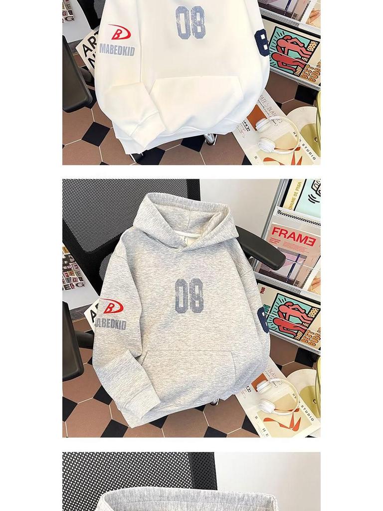 Autumn Unisex Letter Print Embroidered Hoodie - Casual Trendy Loose Fit
