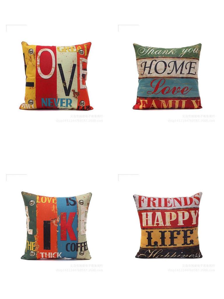 Premium Kissenbezug Quadrat Baumwolle Druck Buchstaben Retro Melange Für Zeitlose Eleganz