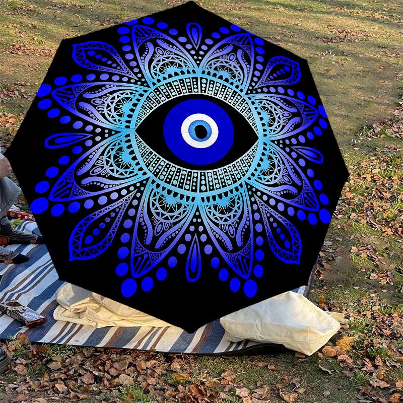 1pc Eye Mandala Automatic Open/Close Umbrella with Windproof, 8-Rib Sturdy Canopy, Durable Ribs, Fashionable Design1239A