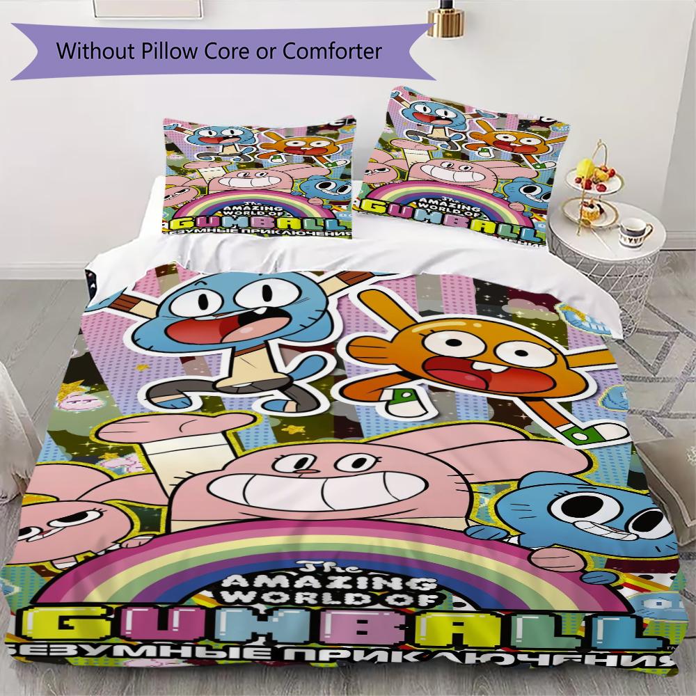 Amazing World Gumball Pattern Bedding uilt Set uilt Cover Pillowcase Home Decoration Birthday Gift (1 * duvet cover + 2 * pillowcase without core)196