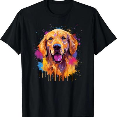Golden Retriever Dog Pet Art Portrait Goldie Dog Mom Graphic T-Shirt