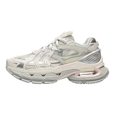Li Ning Fierce Steed BOW Modetrend Stoßdämpfung Verschleißfest Niedrig geschnitten Papa Schuhe Damen Sneaker Hell-Silber AZGW278-1