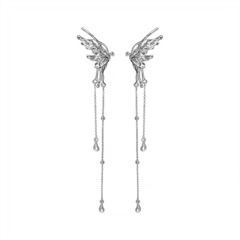 Super Fairy Elf Butterfly Tassel Zircon Ear Bone Clip Versatile Ear Clip Cold Wind Earrings Earrings