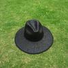 French Retro Ginger Black Hollow Woven Jazz Top Hat Women'S Summer Vacation Beach Wide Brim Straw Hat