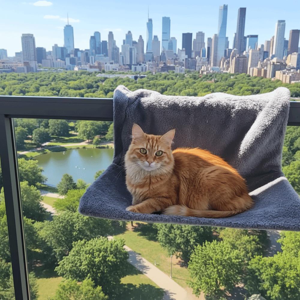 Metal Frame Plush Cat Hammock Comfortable Cat Sleeping Rest Wall Mount Cat Nest Pet Sleeping