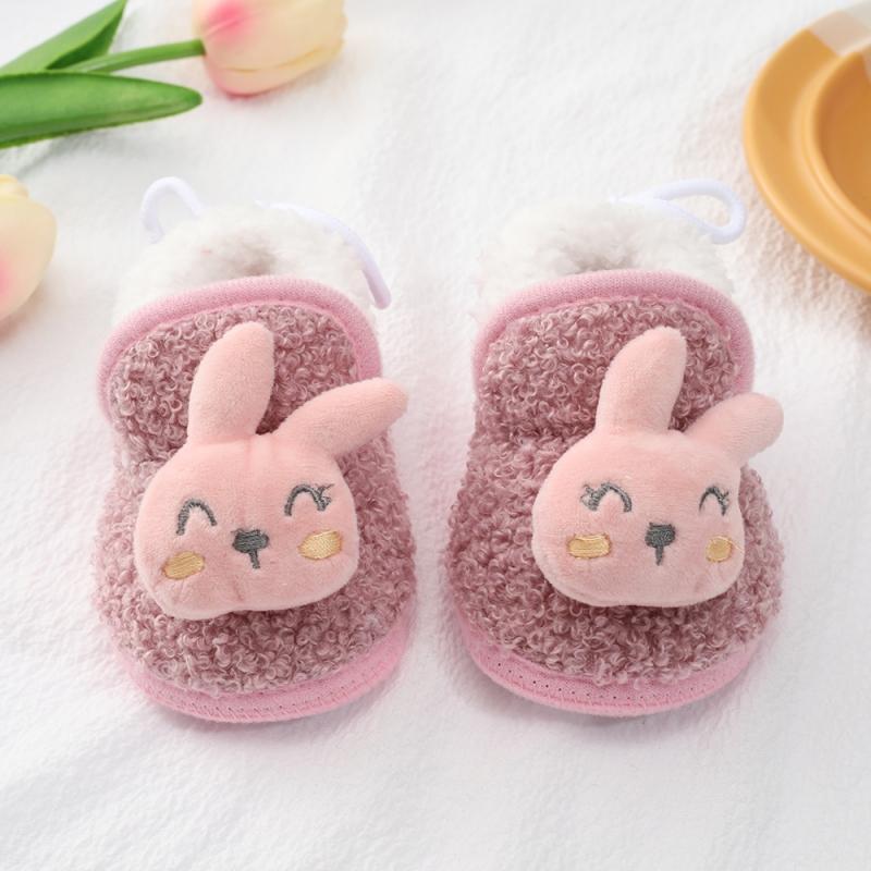 Baby Boots Fluffy Shoes Infant Boys Girls Cartoon Warm Indoor Shoes Toddler Cozy First Walker Crib Shoes 0-18M