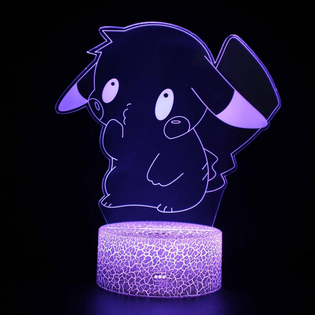 Pikachu Led Night Light 3d Illusion Lamp Bedside Kids Gifts Bedroom