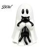 Miniature Ghost And Cat Craft Halloween Ornament, Hugging A Black Sculpture, Whimsical Figurine Resin Unique Figurine, for Home Bedroom Entrance