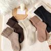Unisex Thick Crew Socks Solid Color Warm Winter Socks Ribbed Stretchy Casual Socks for Women Leggings And Low Cut Boots