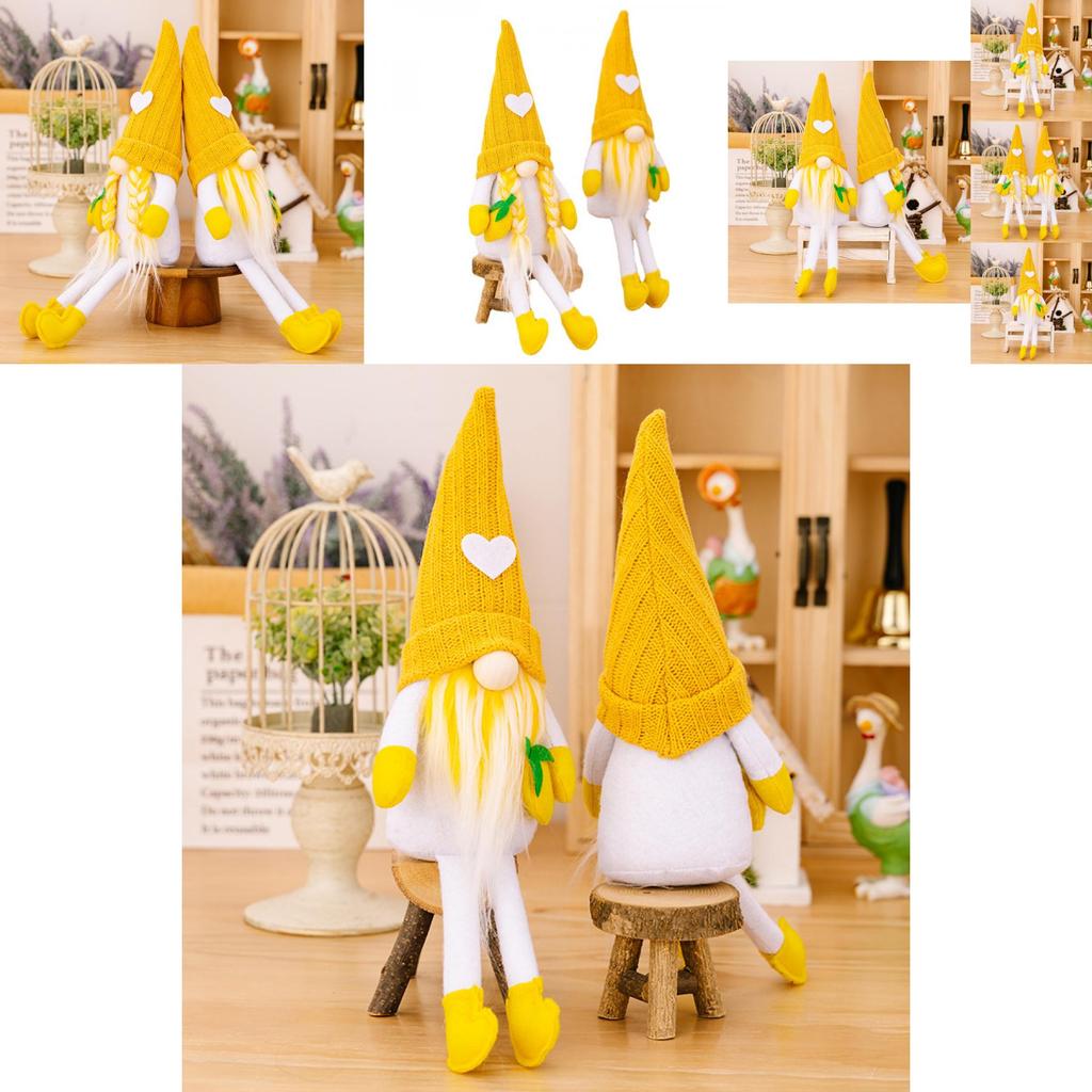 Whimsical Yellow Knitted Lemon Gnome Figure Ideal For Summer Themed Parties And Home Styling