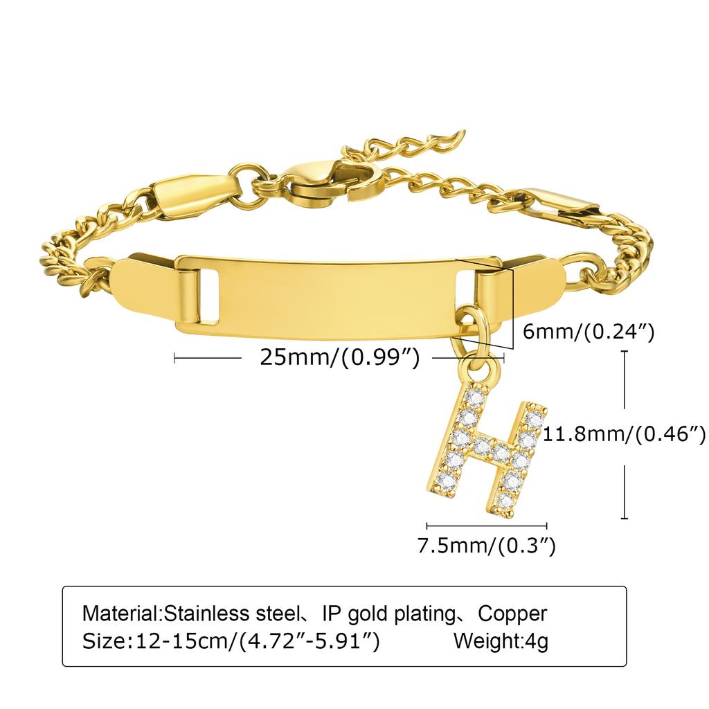 26 Initial A-Z Free Custom Name Date Bracelets Amulet Gift Jewelry, Anti Allergy Stainless Steel Chains Bracelet