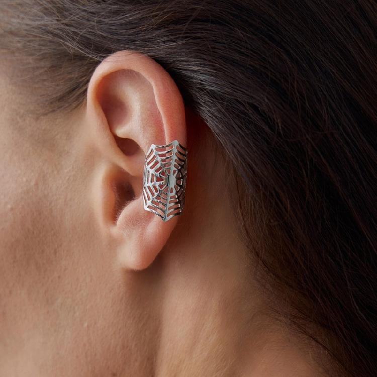 Spinnennetz Ohr-Manschette Halloween-Accessoire Bequemer Clip-Ohrring Kein Durchstechen der Ohren Geeignet für Verschiedene Anlässe