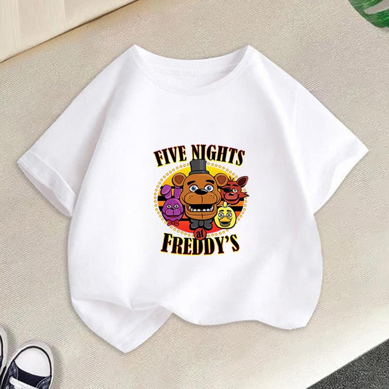 Five Nights Freddys Kids TShirt Cartoon Printed Boy Short Sleeve Tops FNAFs Girl Clothes Summer Breathable Baby Birthday Gifts