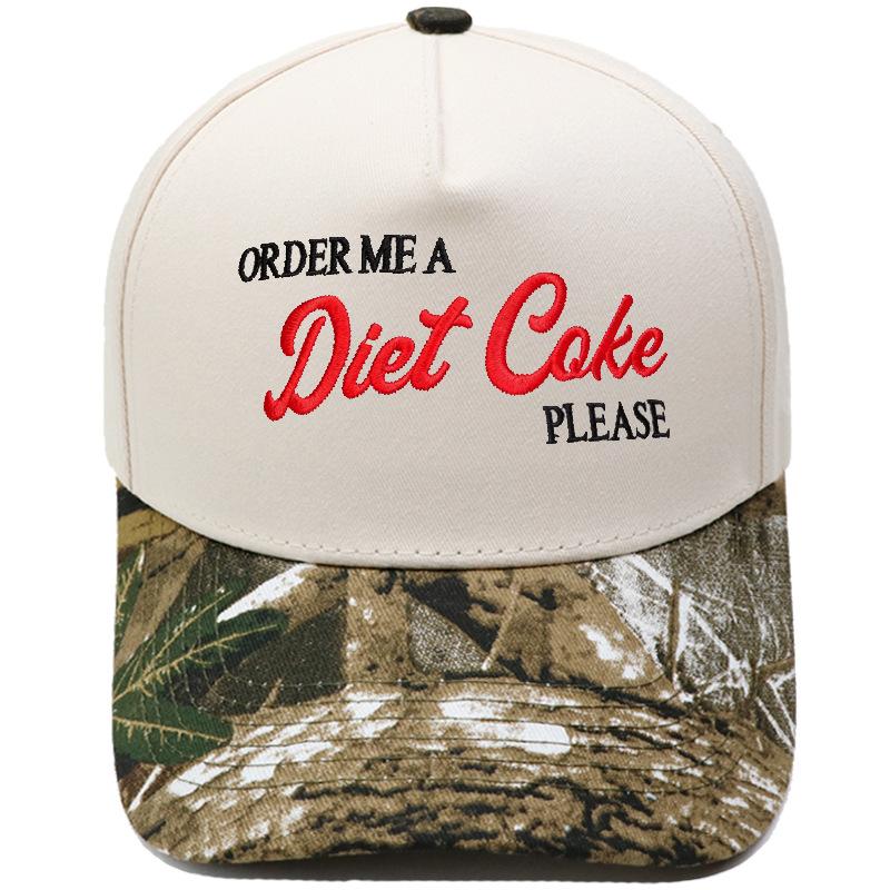 Diet Coke Embroidery Color Matching Truck Driver Baseball Cap Fun Men's and Women's Casual Shade Dad Hat