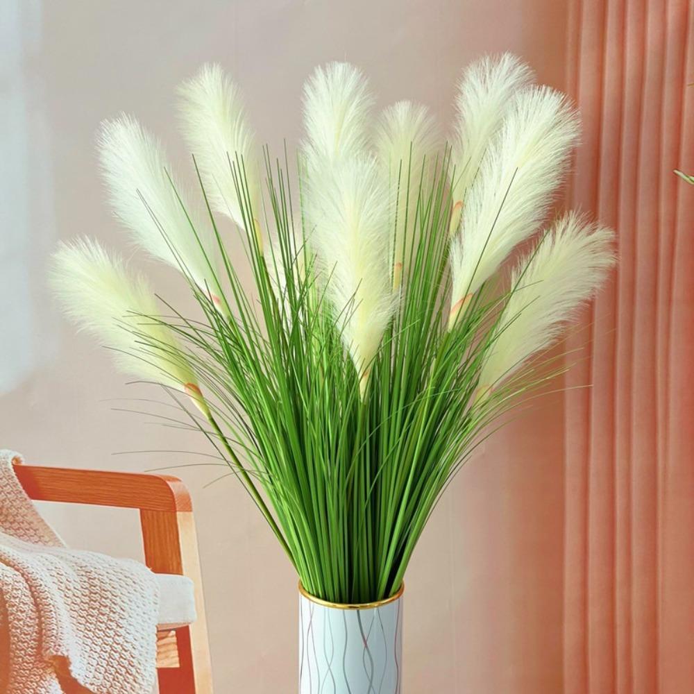 Neues DIY Künstliches Schilfgras Pflanzen Weiß Großer Bund Imitation Setaria 90cm Kunststoff Künstlicher Zwiebelgrasbüschel Garten