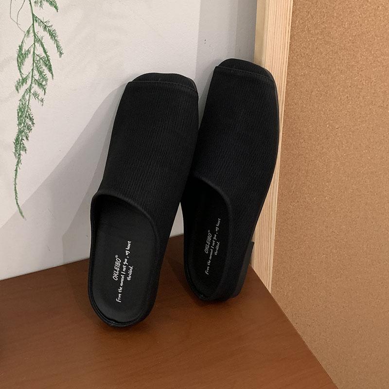 Fashion Fashion Square Toe Women Flats Slippers Mules Shoes Casual Beach Soft Ladies Flats Slippers Shoes Female Slides Sandals New