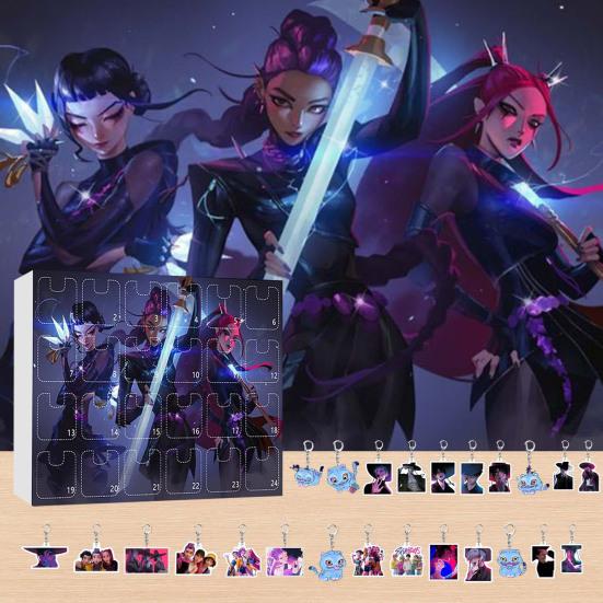 Kalendář Demon Hunter 2025 Vánoční odpočítávací kalendář s 24 přívěsky na klíče pro děti, dospělé a teenagery