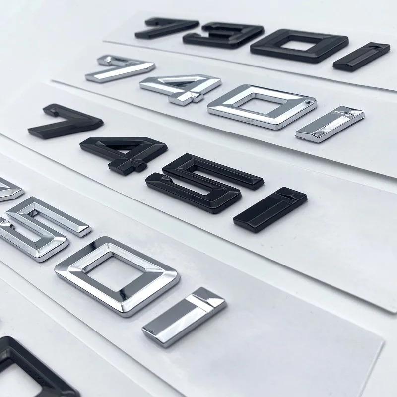 New Font Numbers Letters 730i 740i 745i 750i 760i Top ABS Emblem for BMW 7 Series Car Trunk Nameplate Logo Sticker Black Chrome
