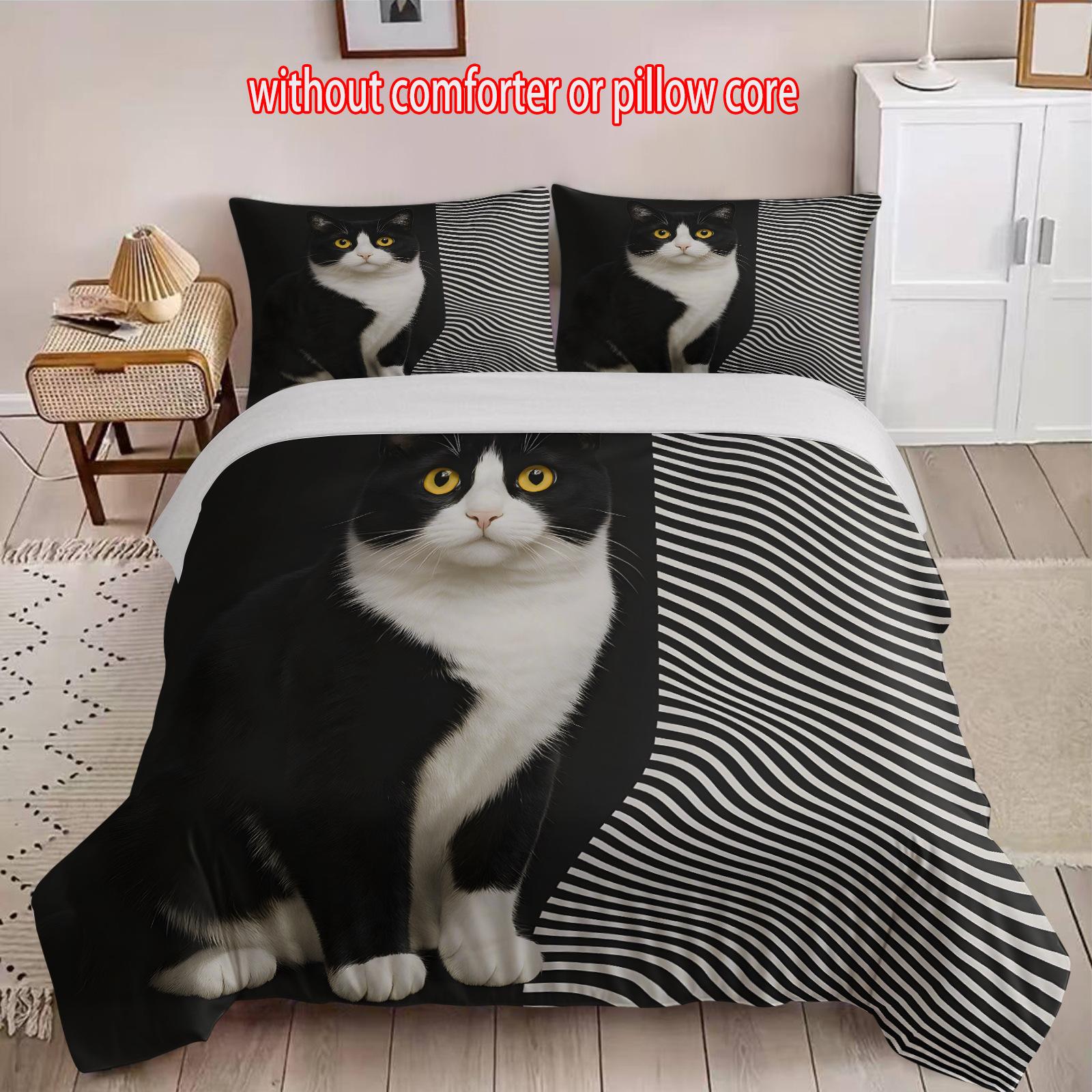 

Cat Three-Piece 3D Digital Printing Quilt Cover Home Textile cover 90 * 200 + and 50 * 75 * 1